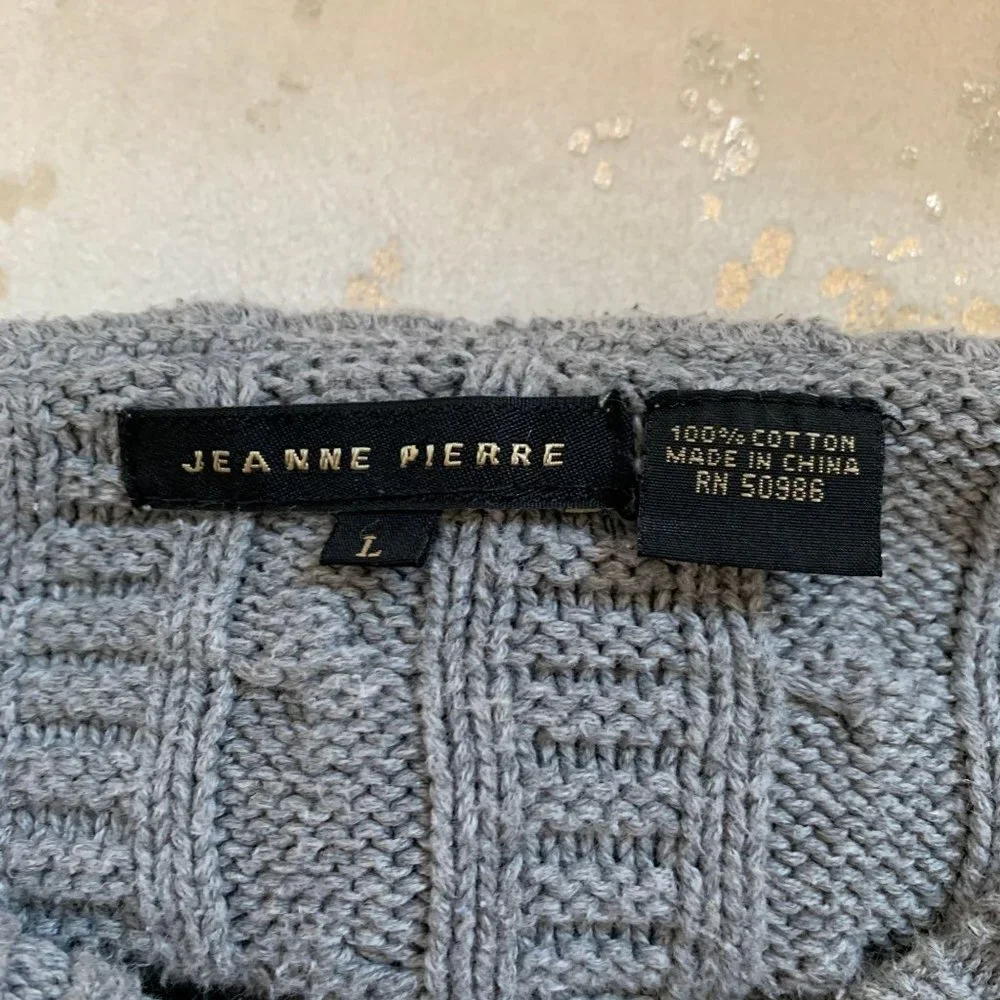 Jeanne Pierre SZ L 100% Cotton grey sweater womens